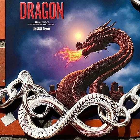 Dragons Tail SilverToned Infinity Symbol Pendant Necklace DND Inspired 19” - Picture 6 of 17